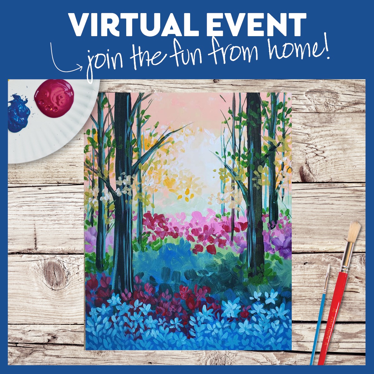 Live virtual paint class - all supplies included -recording available day after and 6 following days